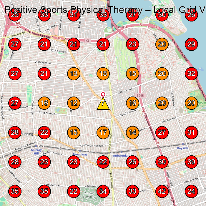 Positive Sports Physical Therapy GeoGrid visibility map for Physical Therapist in Whitestone